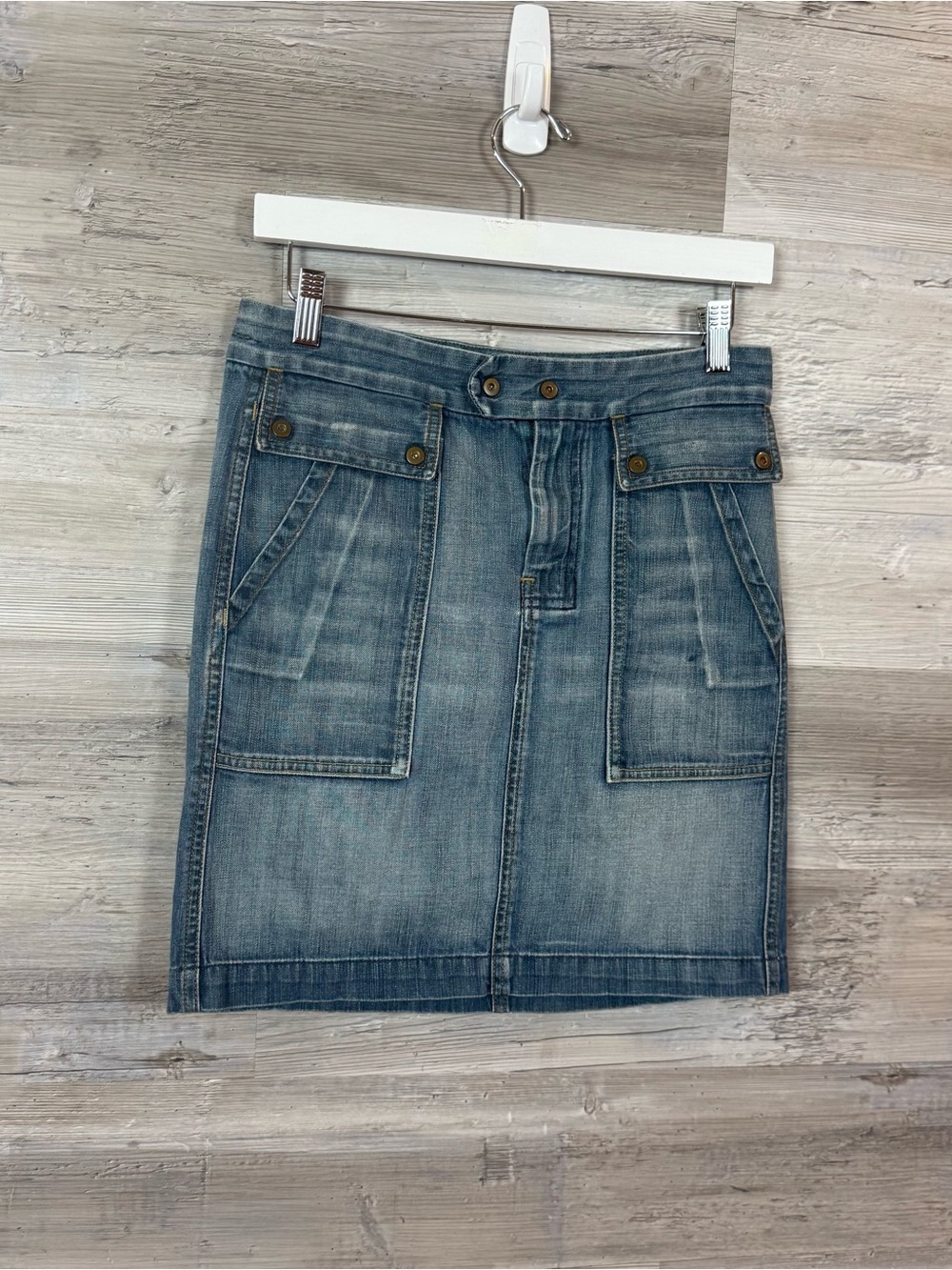 VTG 7 For All Mankind by Jerome Dahan Cargo Denim Skirt Size 26 Y2K Made in USA
